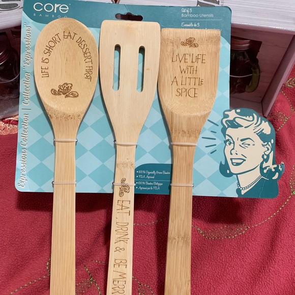 Bamboo Utensil Set with Cute Sayings - Picture 1 of 5